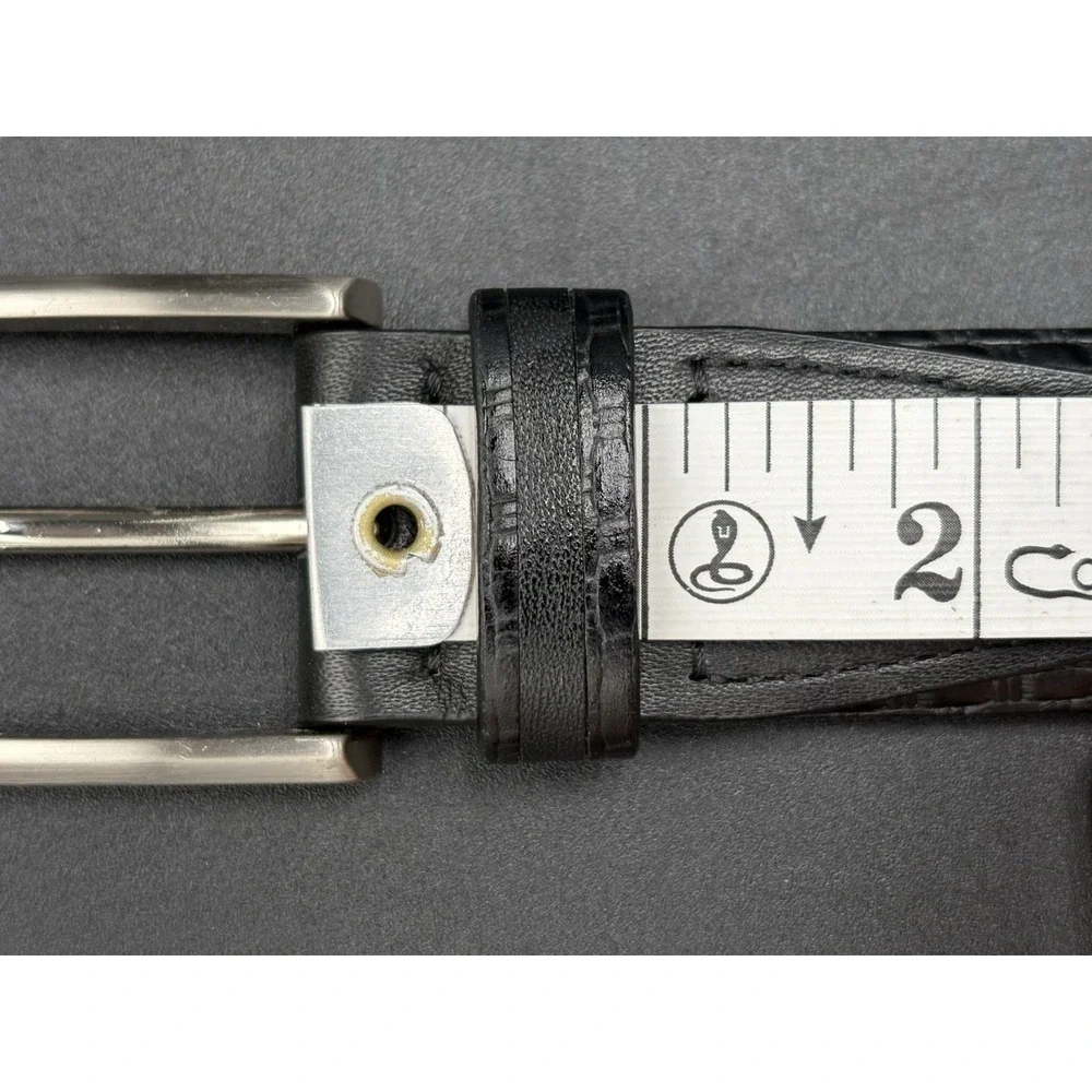Trafalgar Men's Belt Cortina 36/90 Black Genuine Leather Silver Buckle GUC